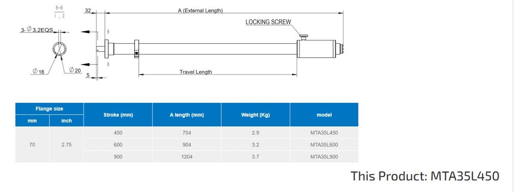 Magnetic Couple Transfer Arm, 450mm Travel, CF70 Flange