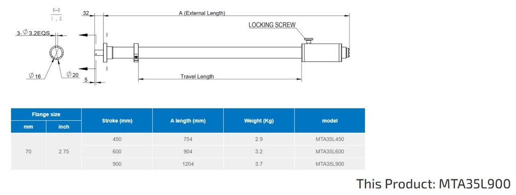 Magnetic Couple Transfer Arm, 900mm Travel, CF70 Flange